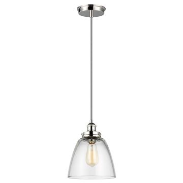 Baskin 1 Light Pendant - Polished Nickel by Feiss