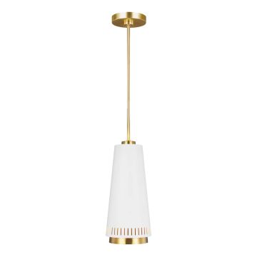 Carter 1 Light Pendant - Matte White with Brass accents