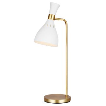 Joan 1 Light Table Lamp - Matte White / Burnished Brass