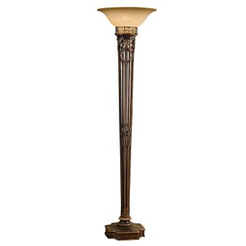 Opera 1 Light Torchiere - Firenze Gold with Amber Shade