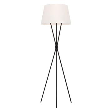 Penny 1 Light Floor Lamp - Aged Iron with White Shade