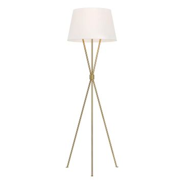 Penny 1 Light Floor Lamp - Burnished Brass with White Shade