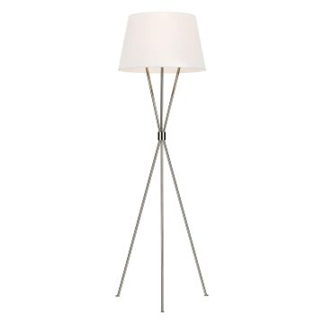 Penny 1 Light Floor Lamp - Polished Nickel with White Shade