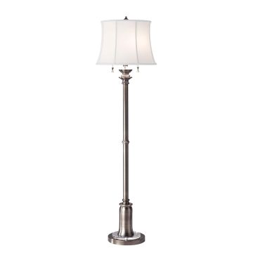 Stateroom 2 Light Floor Lamp - Antique Nickel with True White Shade