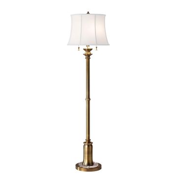Stateroom 2 Light Floor Lamp - Bali Brass with White Shade