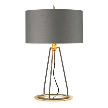 Ferrara Table Lamp - Dark Grey Polished Gold with Grey with Metallic Gold Lining Shade