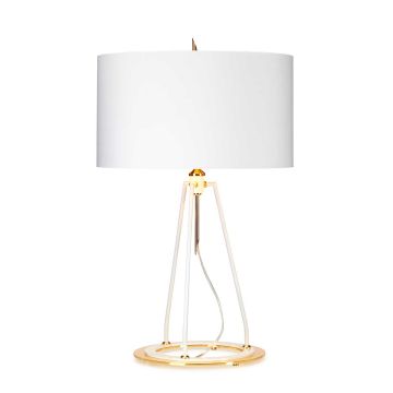 Ferrara Table Lamp - White Polished Gold with White with Metallic Gold Lining Shade