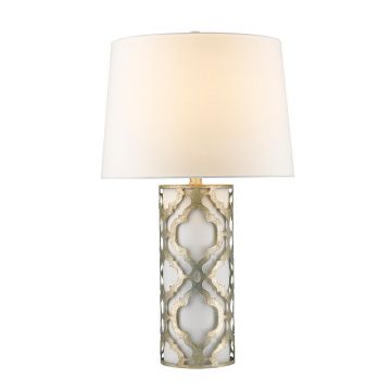 Arabella 1 Light Table Lamp - Distressed Silver with White Shade