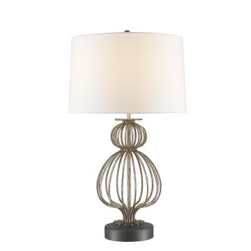 Lafitte 1 Light Table Lamp - Distressed Silver with Cream Shade