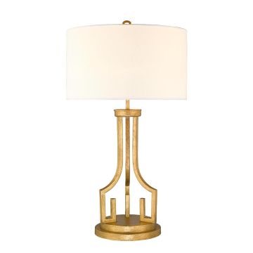Lemuria 1 Light Table Lamp - Distressed Gold with Ivory White Shade