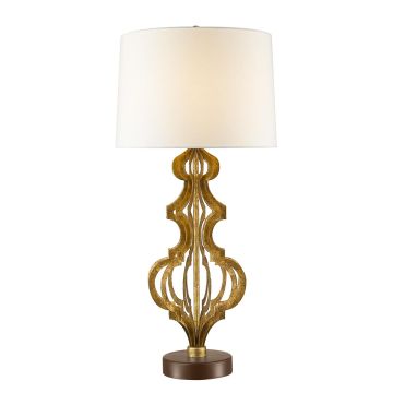 Octavia 1 Light Table Lamp - Distressed Gold with Cream Shade
