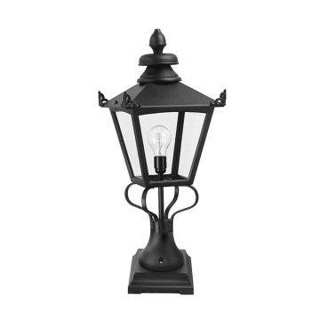 Grampian 1 Light Pedestal Lantern - Black