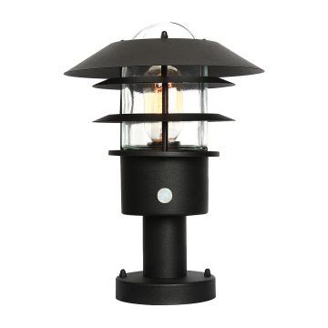 Helsingor 1 Light PIR Pedestal Lantern - Black