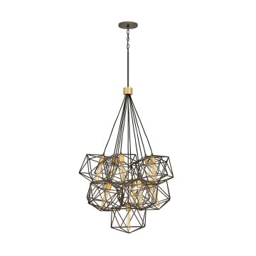 Astrid 11 Light Pendant Cluster - Matte Bronze and Deluxe Gold