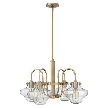 Congress 4 Light Clear Tiered Glass Chandelier - Brushed Caramel