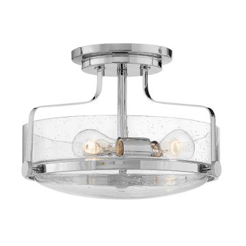 Harper 3 Light Small Semi-Flush - Polished Chrome, Steel, Clear Seeded Glass