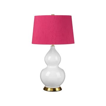 Isla 1 Light Table Light - Aged Brass, White, Pink with Cranberry Pink Shade