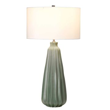 Kew 1 Light Table Lamp - Sage Green with White Shade