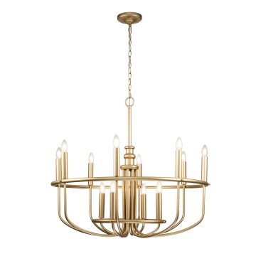 Capitol Hill 12 Light Chandelier - Painted Natural Brass