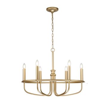 Capitol Hill 6 Light Chandelier - Painted Natural Brass