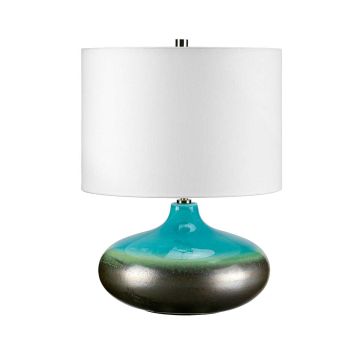 Laguna 1 Light Small Table Lamp - Turquoise and Graphite Glaze