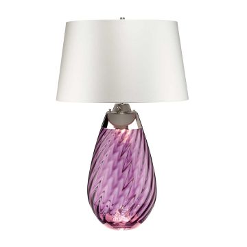 Lena 2 Light Large Plum Table Lamp with Off-white Shade - Plum-tinted Glass / Off-White Shade