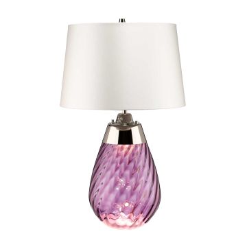 Lena 2 Light Small Plum Table Lamp with Off-white Shade - Plum-tinted Glass / Off-White Shade