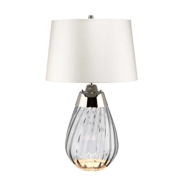 Lena 2 Light Small Smoke Table Lamp with Off-white Shade - Smoke-tinted Glass / Off-White Shade