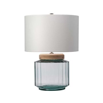 Luga Table Lamp - Natural - Metalwork Polished Nickel - Glassware Clear/Natural - Wood Light