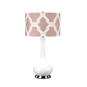Milo 1 Light Table Lamp - Polished Nickel, White, Pink