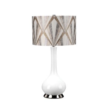 Milo 1 Light Table Lamp - Polished Nickel, White, Silver
