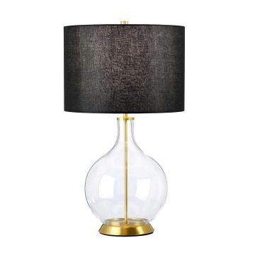 Orb 1 Light Table Lamp (Complete with Black Shade) - Aged Brass with Black Shade