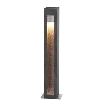 Parkstone Large LED Bollard - Basalt Stone with Stainless Steel