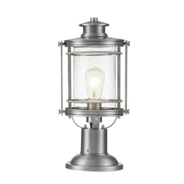 Booker 1 Light Medium Pedestal Lantern - Industrial Aluminium