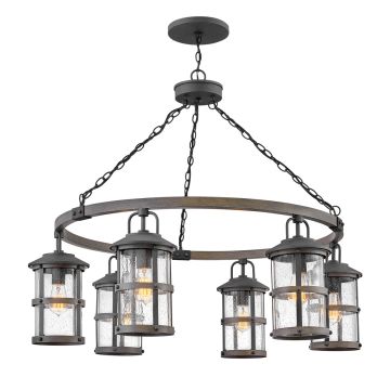 Lakehouse 6 Light Outdoor Chandelier - Aged Zinc with Driftwood Grey