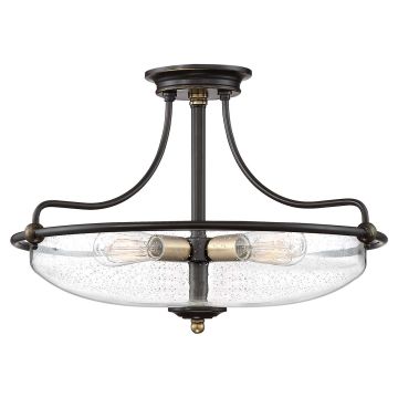 Griffin 3 Light Semi-Flush - Palladian Bronze with Weathered Brass Accents