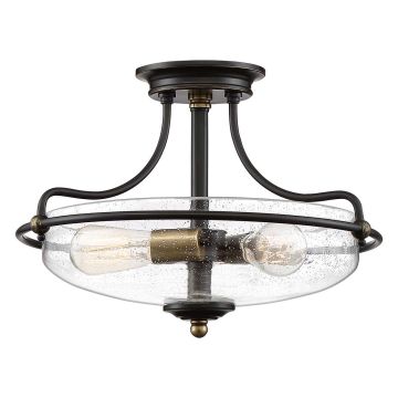 Griffin 3 Light Semi-Flush - C - Palladian Bronze with Weathered Brass Accents