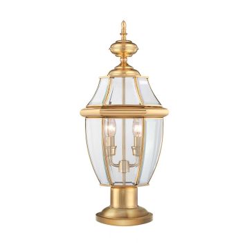 Newbury 2 Light Pedestal - Lacquered Polished Brass