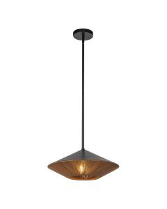 Daphne 1 lt Large Pendant - Matte Black & Natural