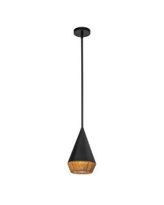 Daphne 1 lt Small Pendant - Matte Black & Natural