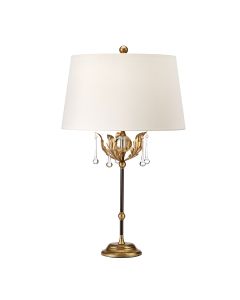 Amarilli 1 Light Table Lamp with Ivory Shade - Bronze with Gold Patina