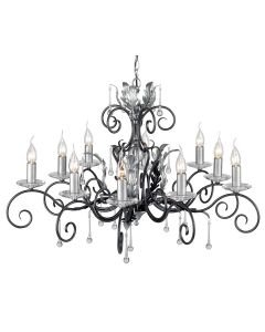 Amarilli 10 Light Chandelier - Black with Silver Patina