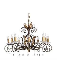 Amarilli 10 Light Chandelier - Bronze with Gold Patina