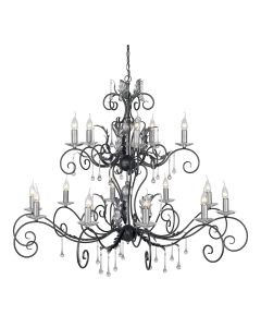 Amarilli 15 Light Chandelier - Black with Silver Patina