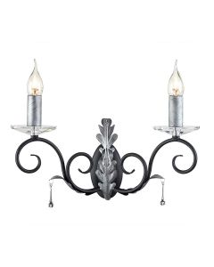 Amarilli 2 Light Wall Light - Black with Silver Patina
