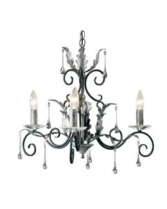 Amarilli 3 Light Chandelier - Black with Silver Patina