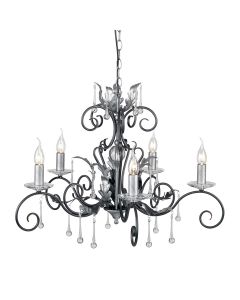 Amarilli 5 Light Chandelier - Black with Silver Patina