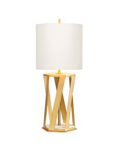 Apollo 1 Light Table Lamp with White Shade - Brushed Brass