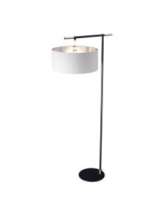 Balance 1 Light Floor Lamp - Black / Polished Nickel with White Shade