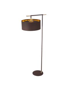 Balance 1 Light Floor Lamp - Brown / Polished Brass with Brown Shade